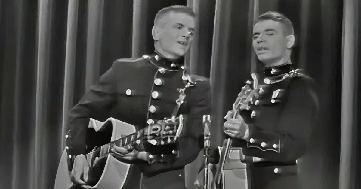 The Everly Brothers Delight Dressed to the Nines in Their Marine Uniforms