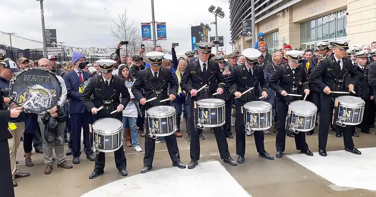 Army and Navy drumline battle