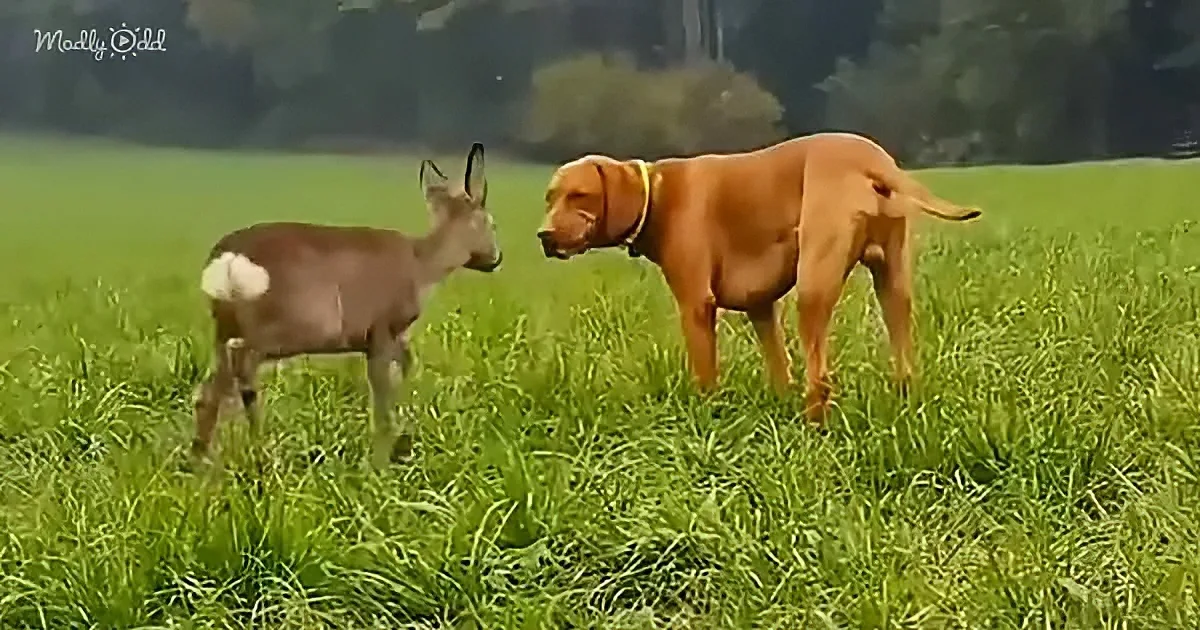 Dog and fawn