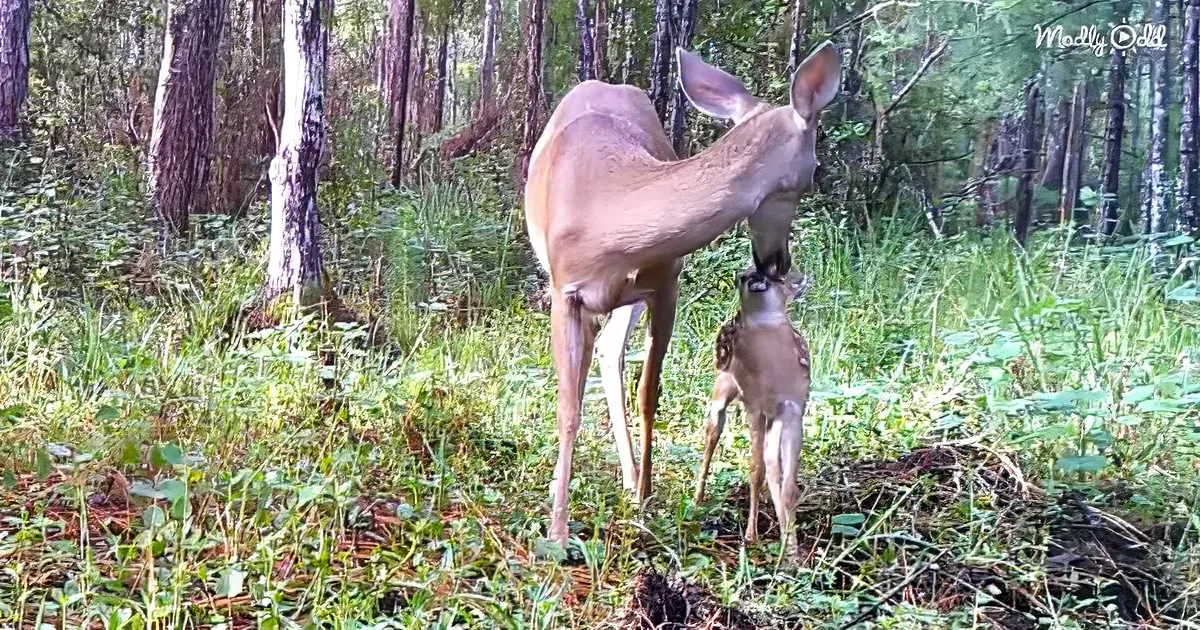 Mama and baby deer