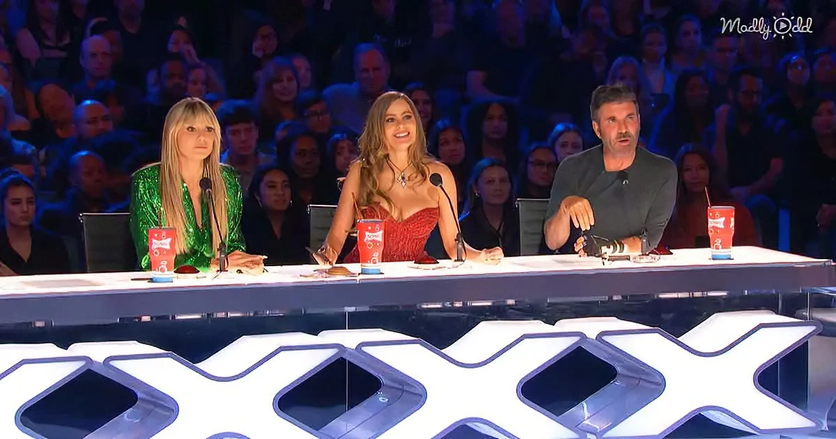 Three judges sit at a table with microphones, surrounded by an audience in a studio setting.