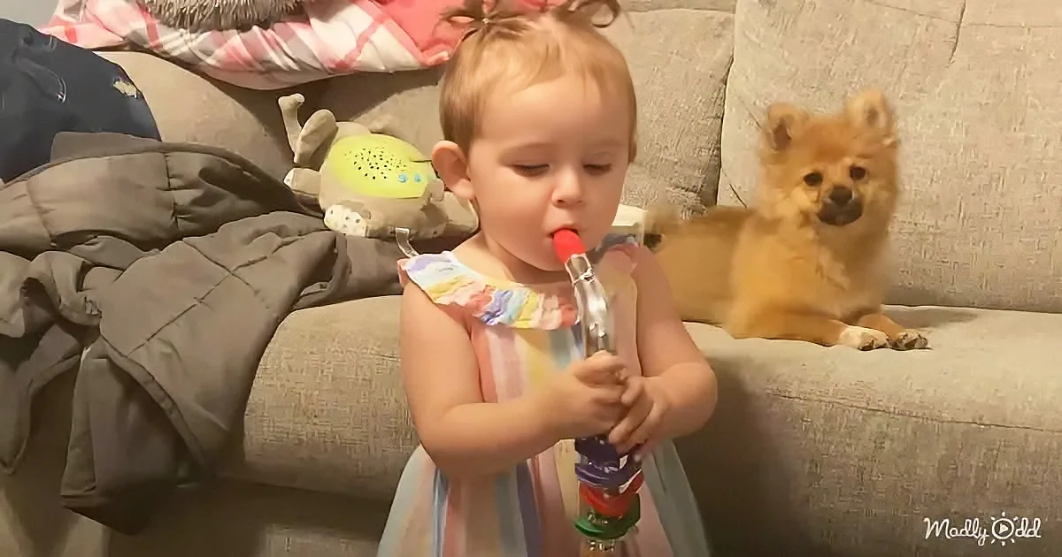 Baby and puppy