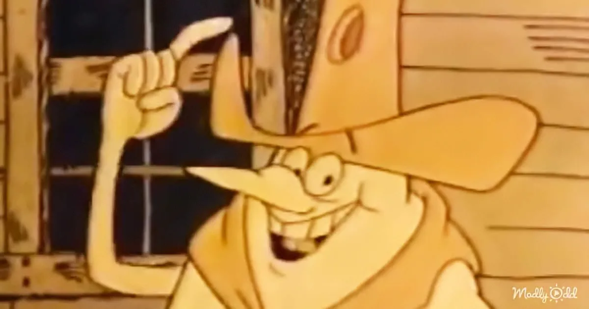 A cartoon mouse in a cowboy hat flexes his arm, smiling confidently.
