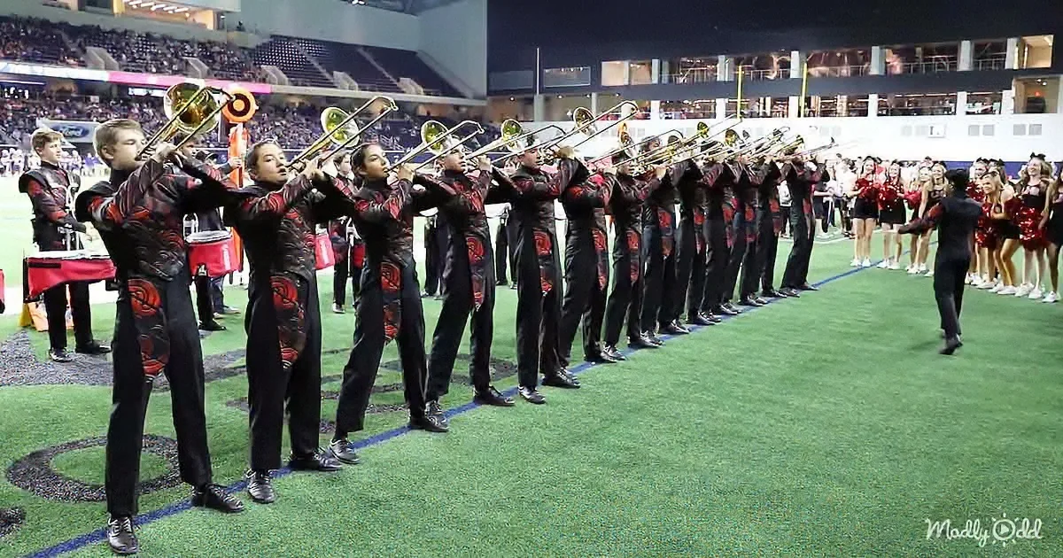 Mind Blowing Marching Band Routine Involves Trombones, Extreme Timing, and Some Close Calls