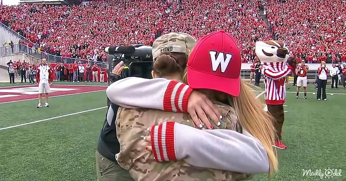 Soldier Mom Returns to Surprise Daughter at a Wisconsin Football Game