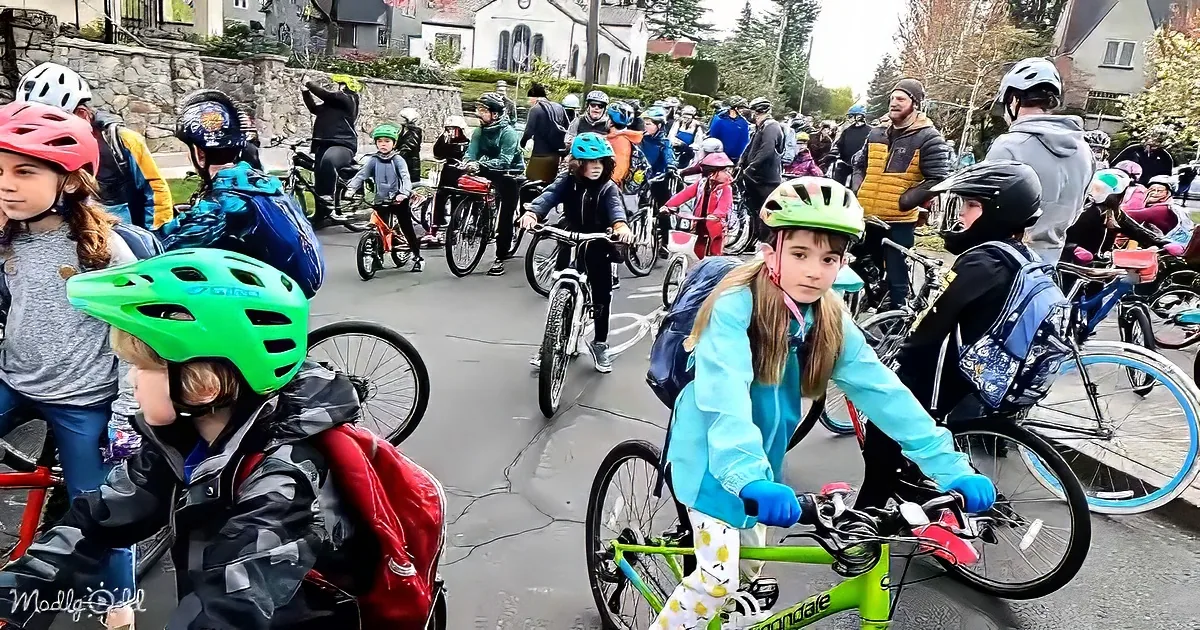 Kids riding bikes