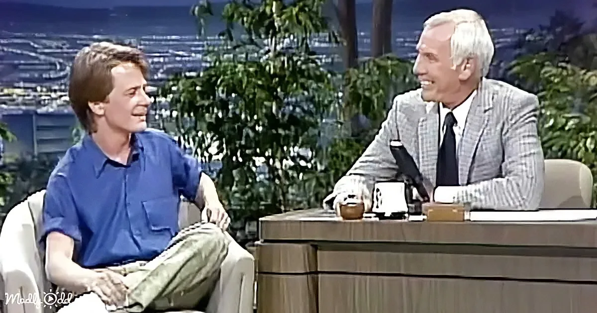 Johnny Carson and Michael J. Fox