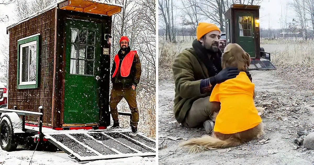 Winter Camping in a Cozy Cabin With a Trusty Golden Retriever