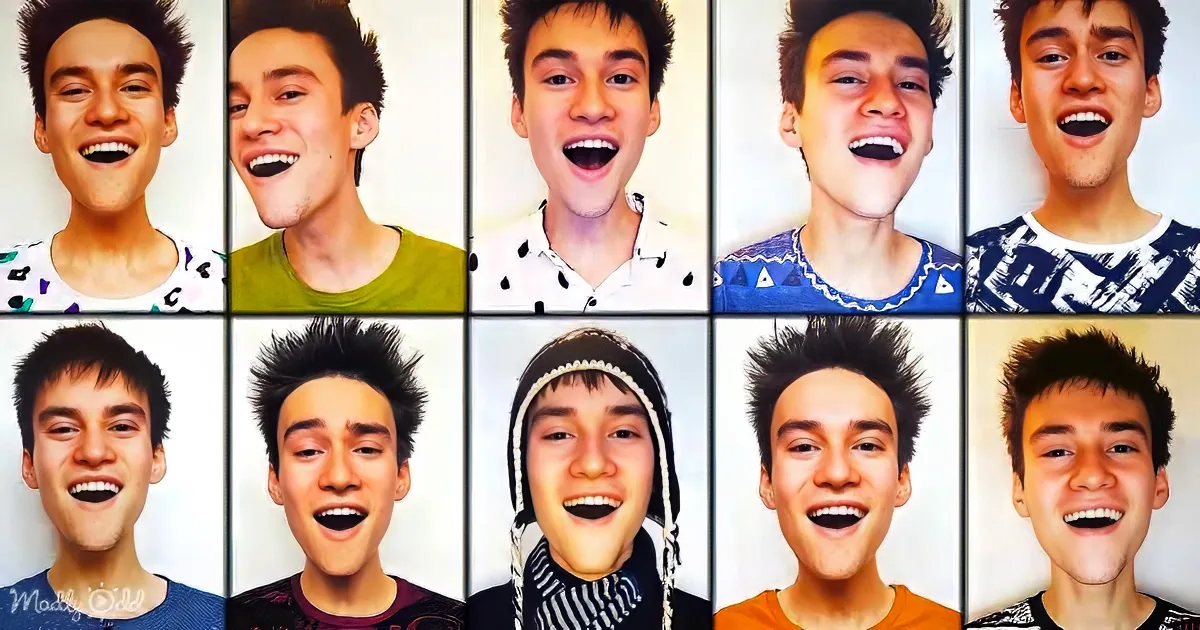 A young man with spiky hair and various expressions in multiple photos.