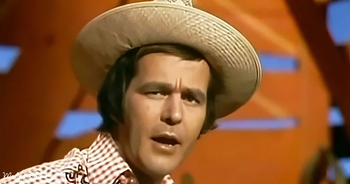 A man wearing a straw cowboy hat and a checkered shirt is singing.