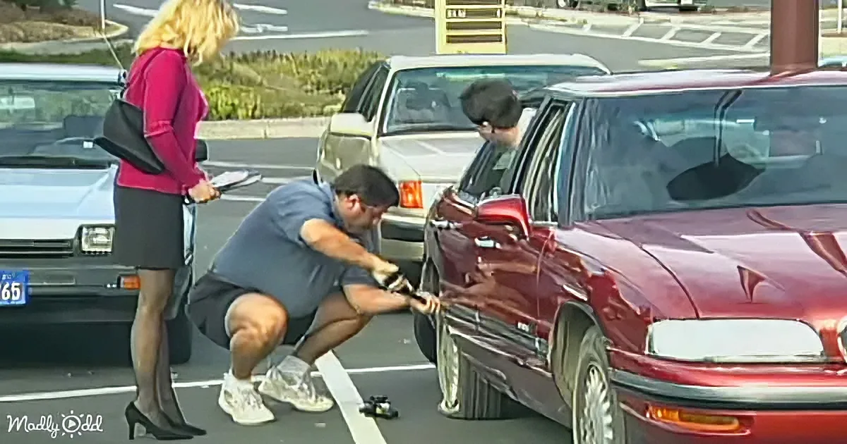 'Candid Camera Catches Lazy Husband's Tire Changing Technique: Spectating'