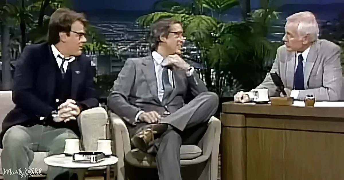 Chevy Chase, Dan Aykroyd and Johnny Carson