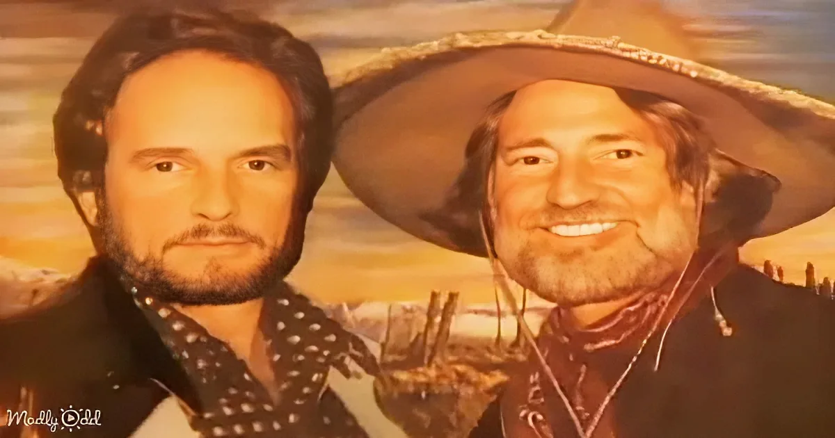 Two men in cowboy attire, one with a sombrero, pose together against a desert backdrop.