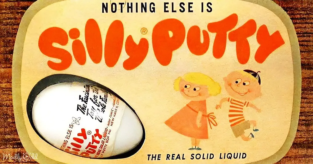 Silly Putty's vintage packaging features playful children and the iconic text "Nothing Else Is Silly Putty."
