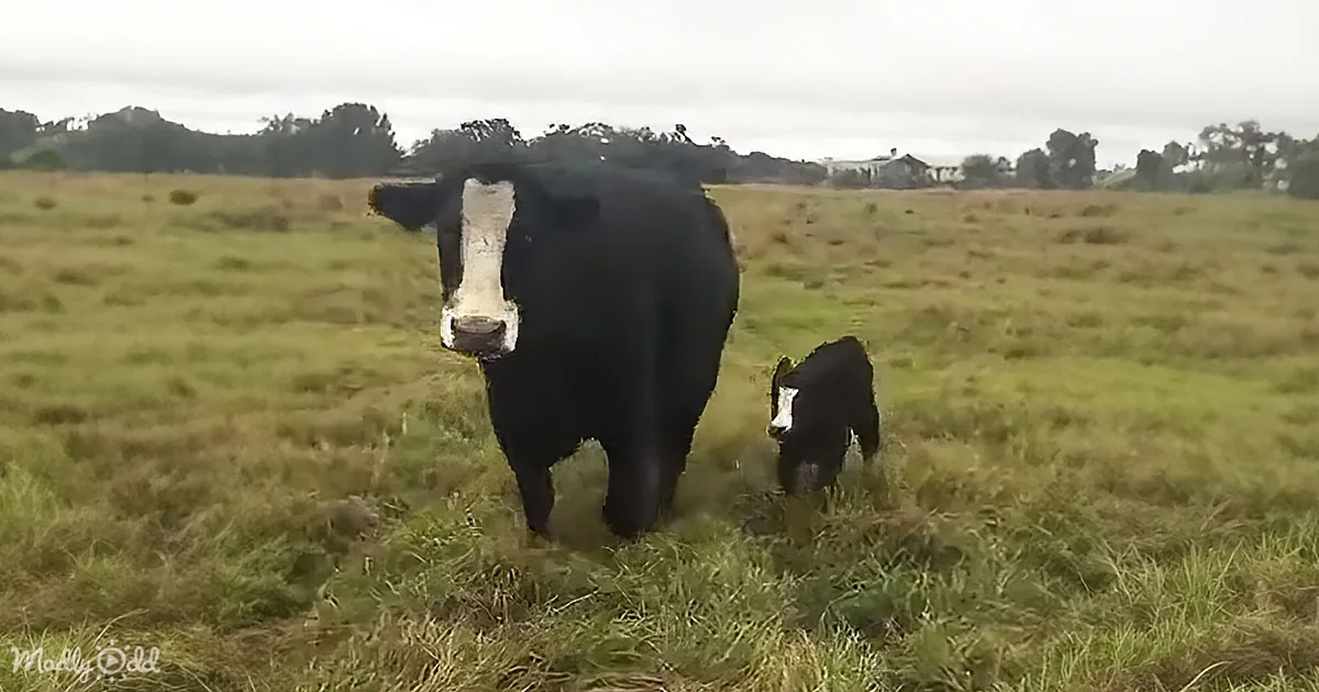 Motherhood Bliss Unfolds as Mama Cow Presents Newborn Calf
