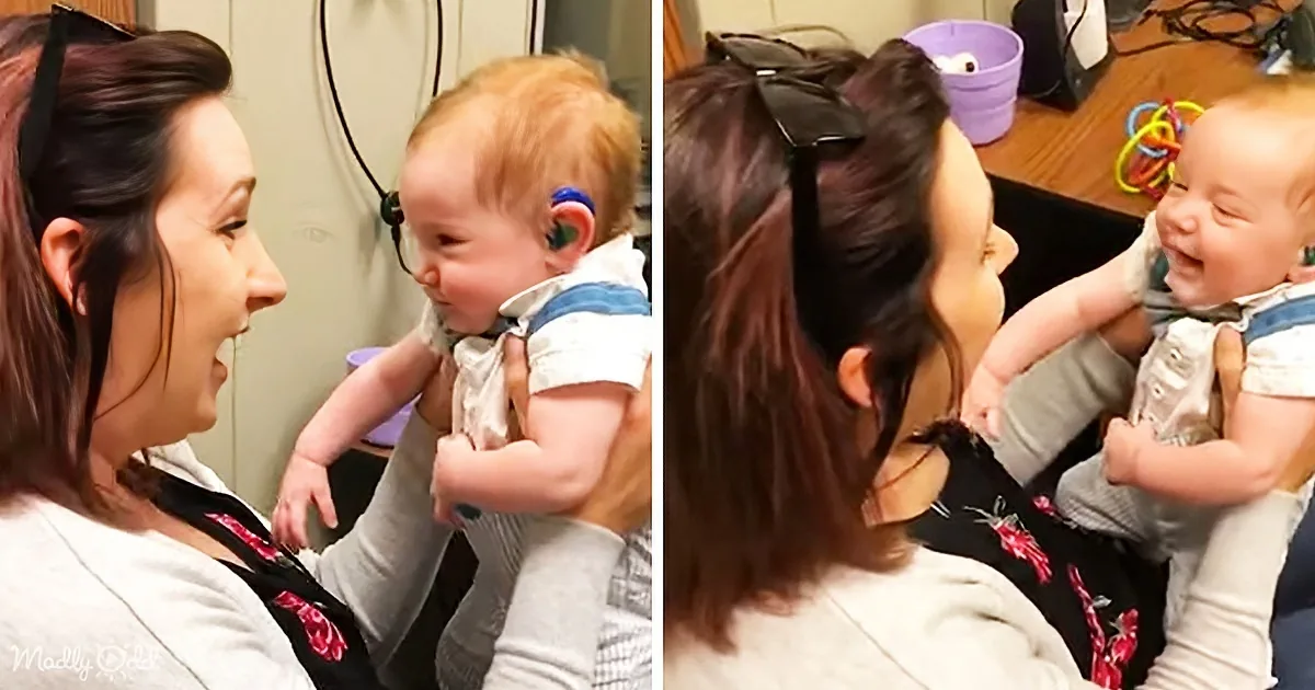'First Words: a Deaf Baby's Joyous Reaction to Hearing for the First Time'