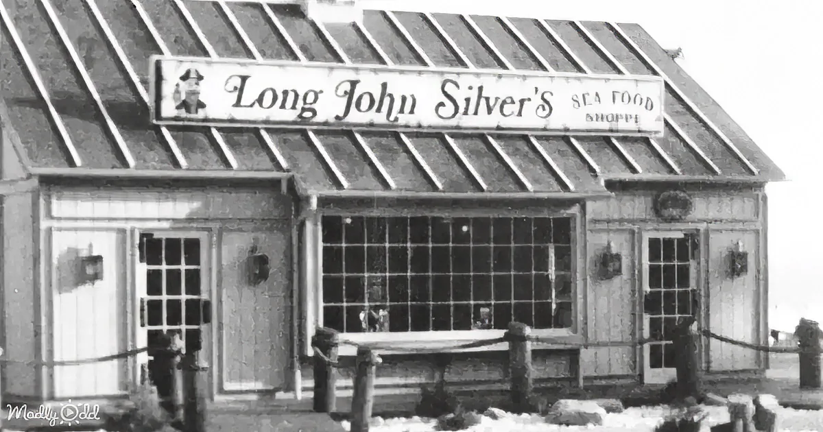 Long John Silver's seafood shop with a pirate logo and a sign above the entrance.