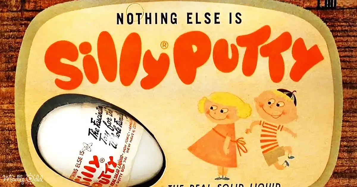 Silly Putty advertisement with children, slogan "Nothing Else Is Silly Putty," and a white putty ball in a black oval.