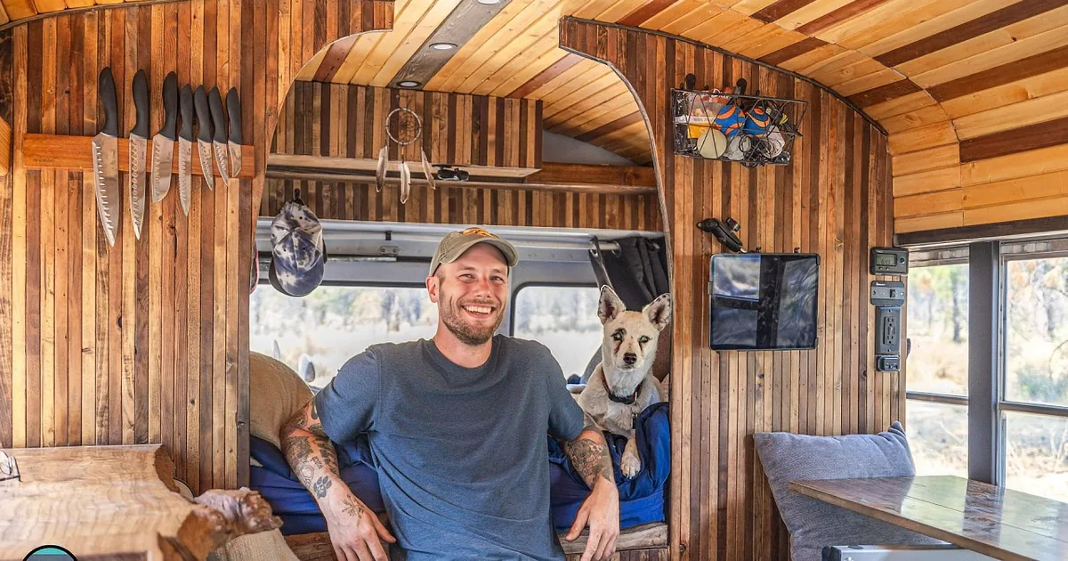 Old School Bus Turns Into Cozy Wooden Tiny Home on Wheels
