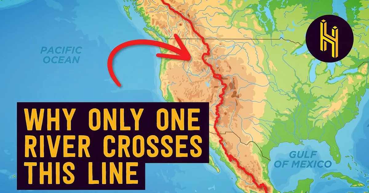 A map of North America with three lines: Pacific Creek, Atlantic Creek, and Great Continental Divide.