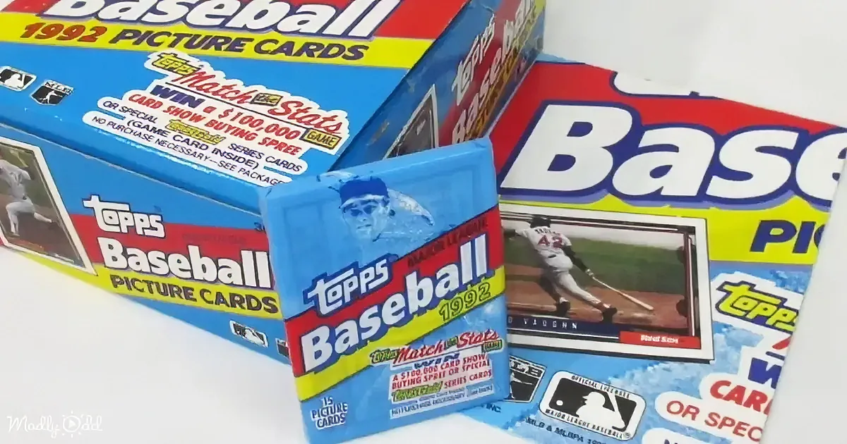 A 1992 Topps Baseball Picture Cards box with a player's image on the front.