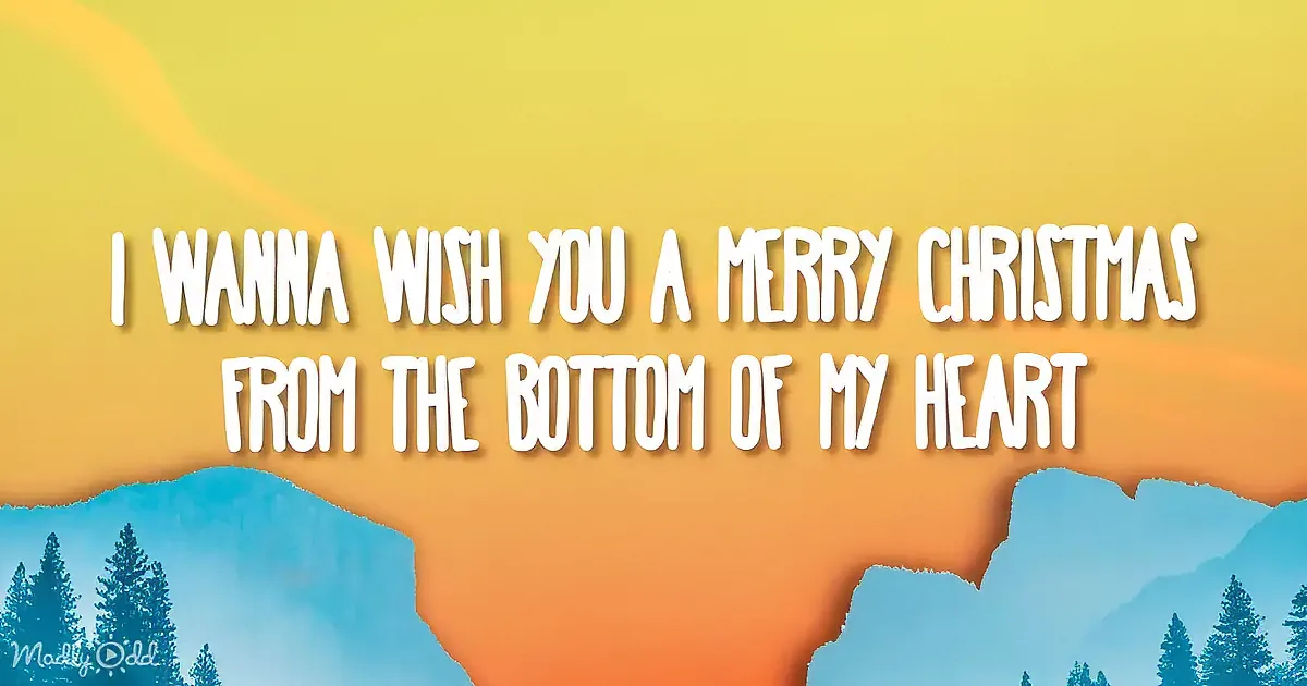 A torn paper design with a warm gradient background and text wishing someone a Merry Christmas.