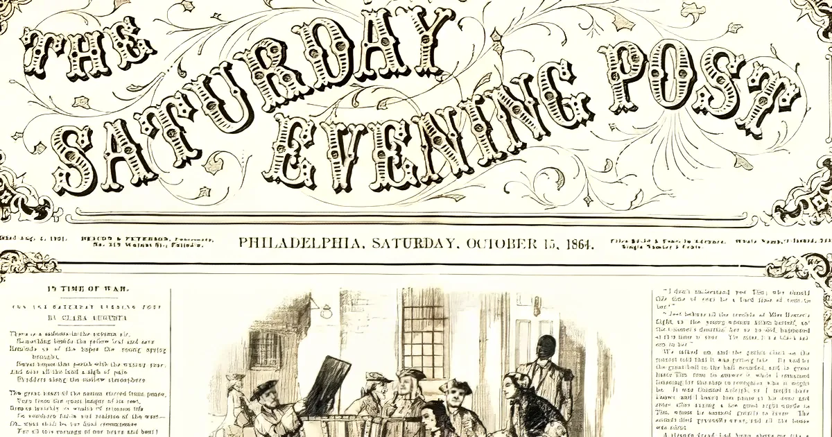 The Saturday Evening Post, dated October 15, 1864, features an illustration and text about the Civil War.