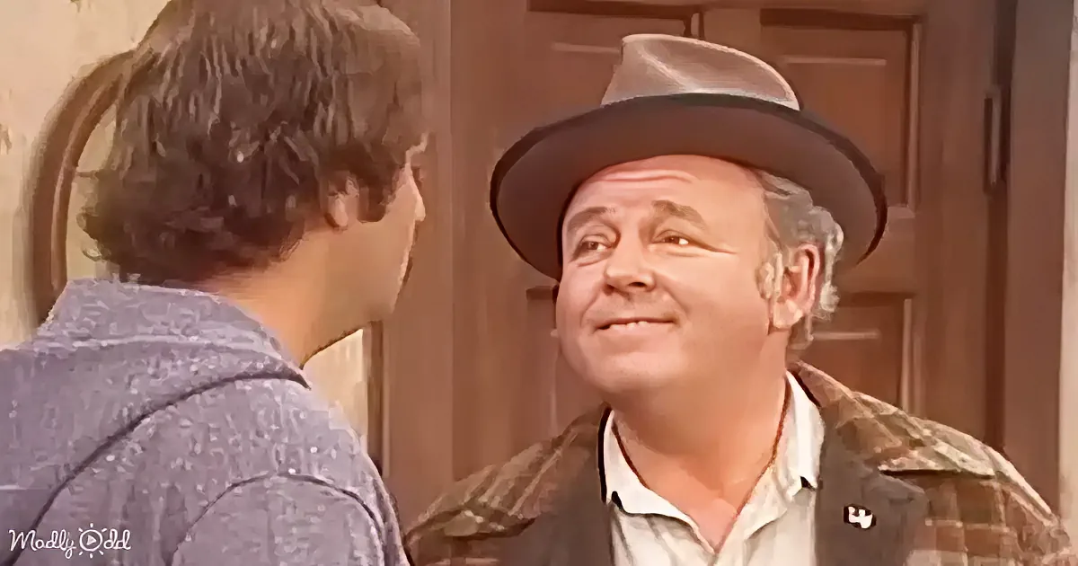 A man in a plaid shirt and fedora hat is smiling while talking to another person.