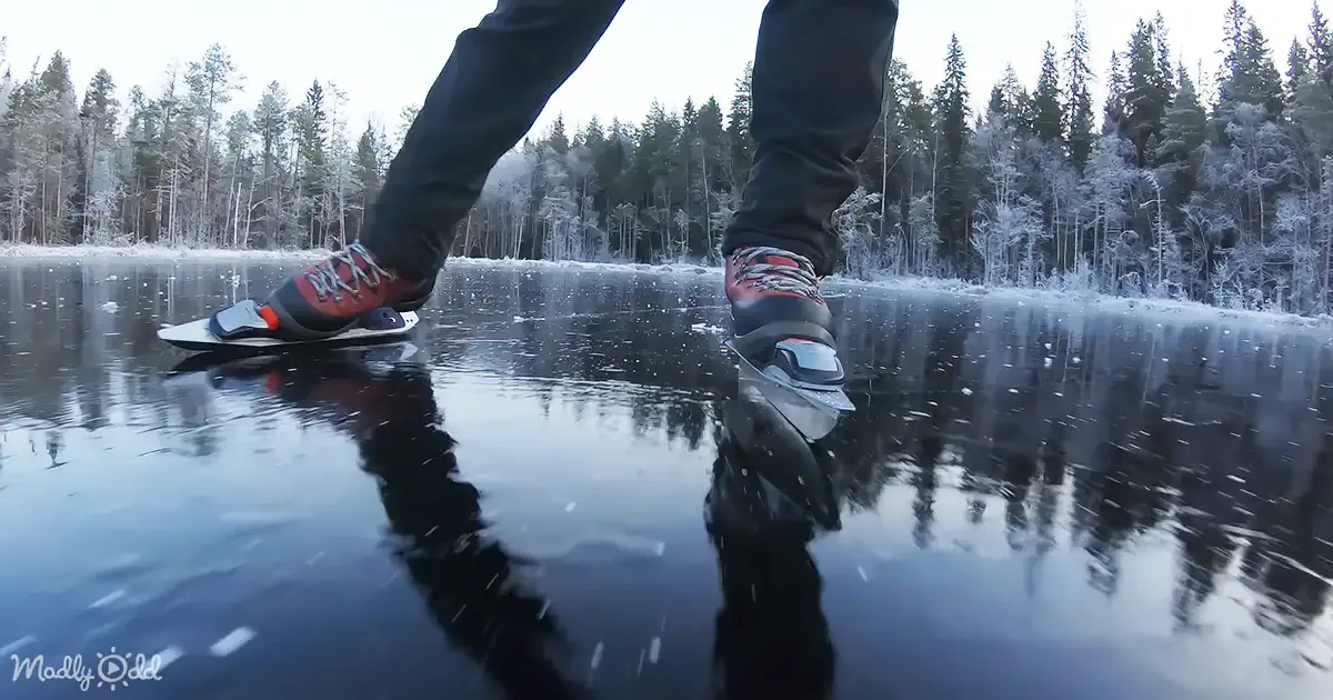 ''Wild' Nordic Style Ice Skating on a Magical Frozen Lake'