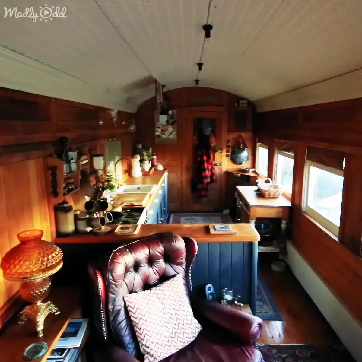 Tiny home rail car interior