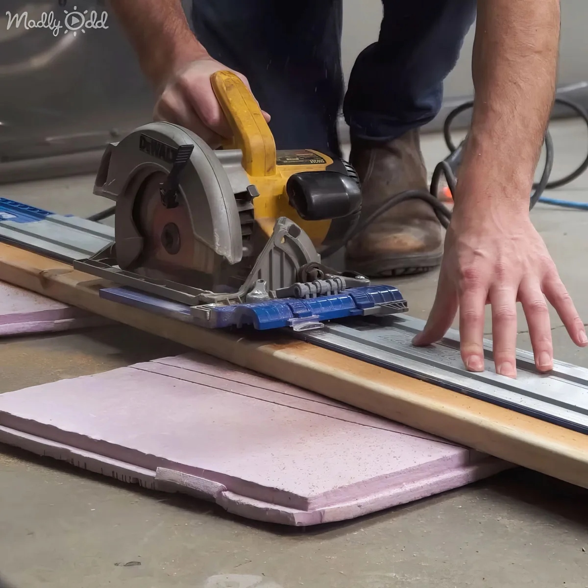 Man building insulated dog house