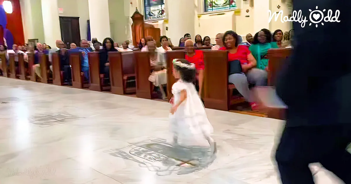 Flower Girl's Hilarious Quick Exit Leaves Wedding Guests Laughing