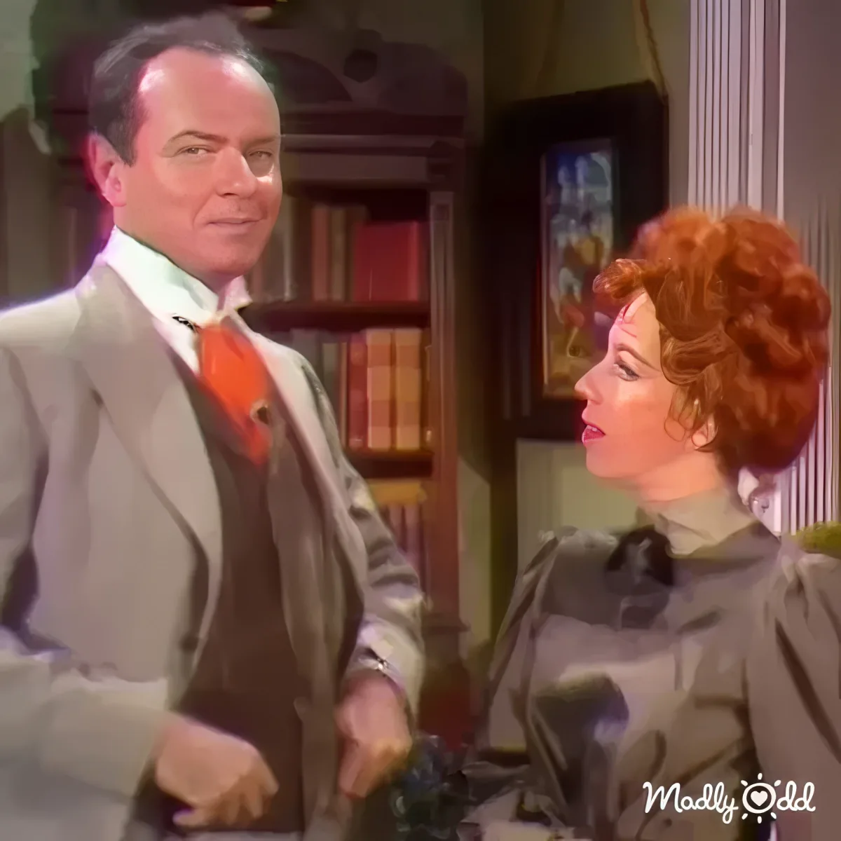 Harvey Korm as Dr. Jekylel with Carol Burnett as his wife in 19th century costumes