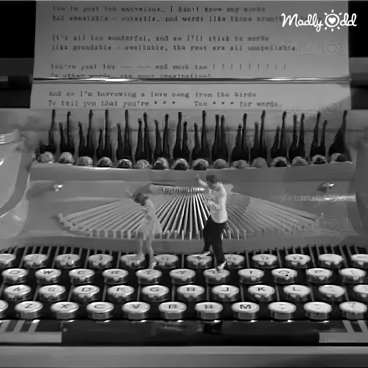 1937 tap dancers perform, legs moving like typewriter keys, creating rhythmic sounds.