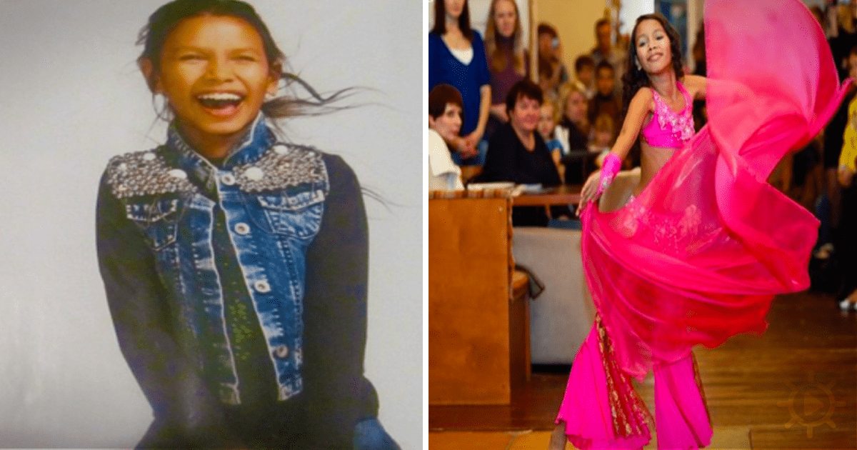 A young woman laughs joyfully in a denim jacket, while another dances gracefully in a vibrant pink outfit.