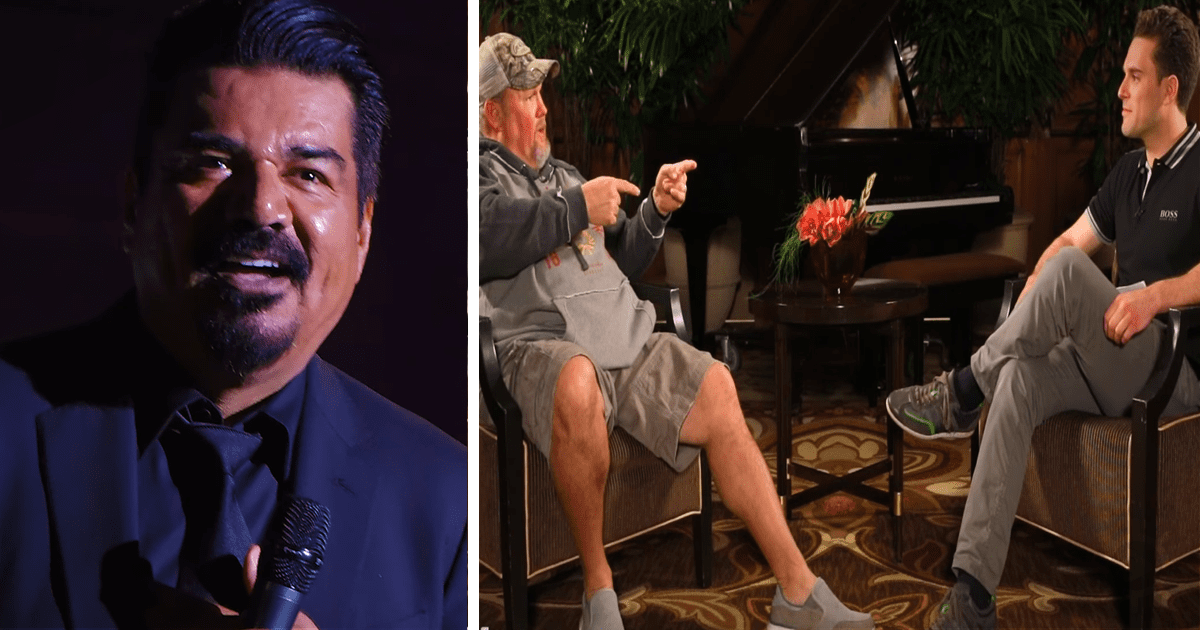 A man in a suit speaks into a microphone, while another man in shorts gestures during an interview.