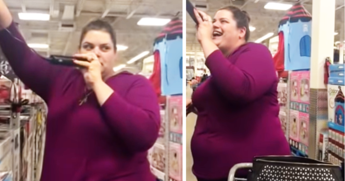 Woman sings in walmart